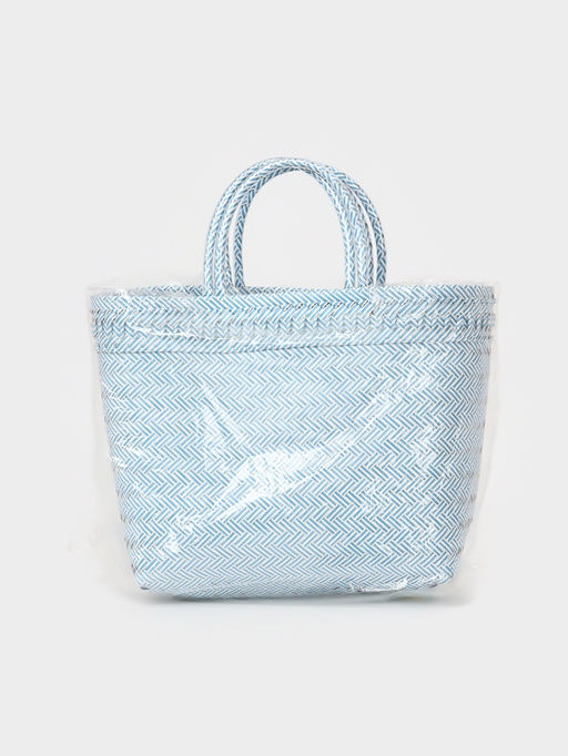 Сумка плетёная, 30×15×35 см, пластик, бело-голубая