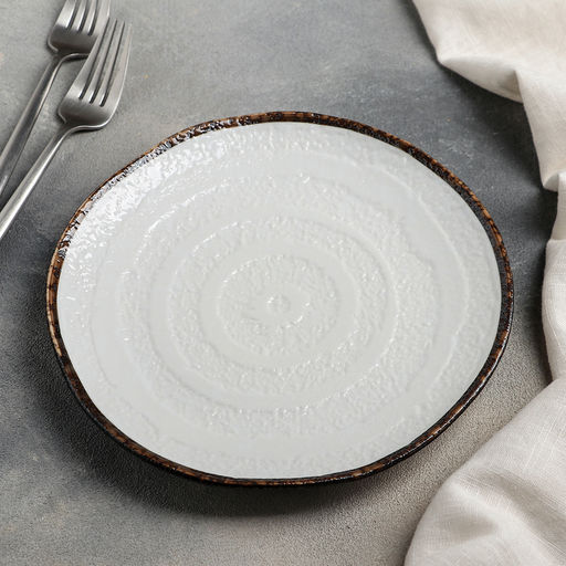 Тарелка керамическая обеденная «Браун», d=21 см, цвет белый