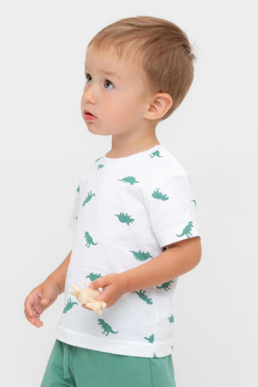 Crockid _ КР 302737/белый,дино к558 фуфайка (футболка) д/мал яс  фото 3