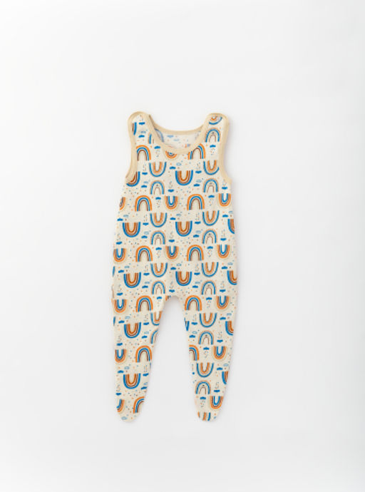 Полукомбинезон со следом из хлопковой кулирки, синий/радуга - Lesi kids фото 5