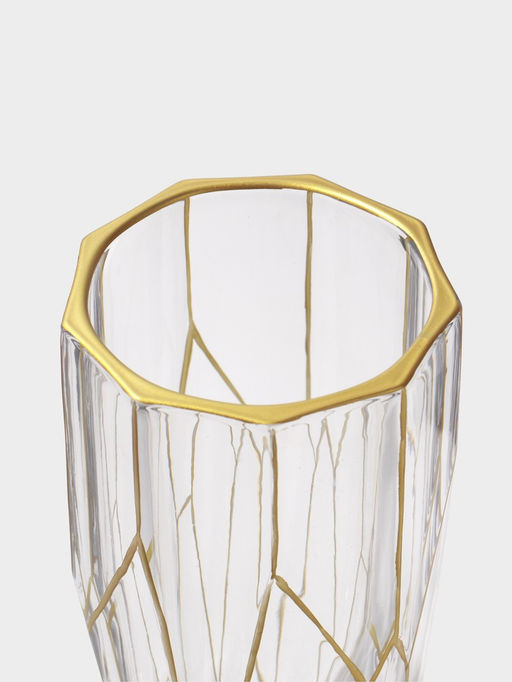 Ваза стекло настольная "Ронья" 23х11,5 см, прозрачно-золотой