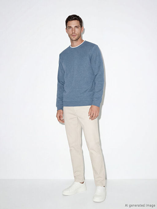 Bisiklet Yaka Erkek Sweatshirt