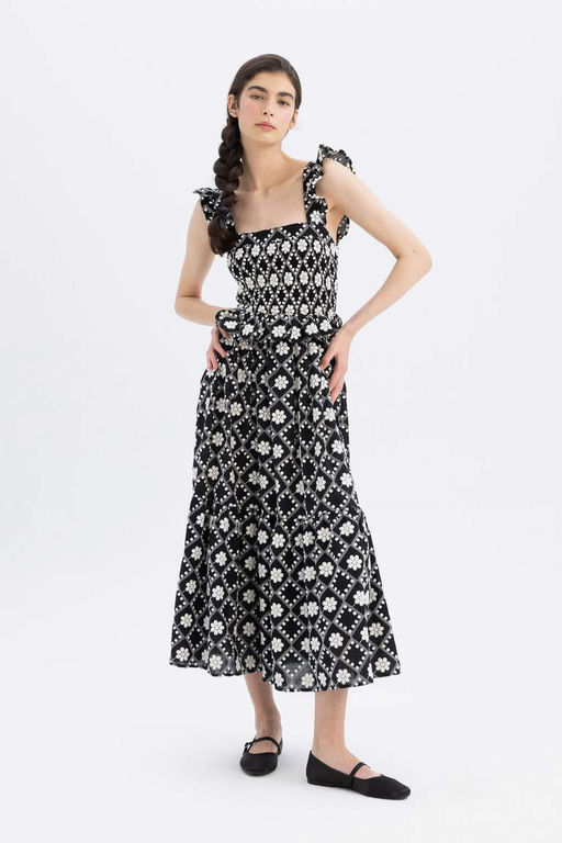 Платье миди с квадратным вырезом и бретелями Lug Von Siga x DeFacto  фото 5