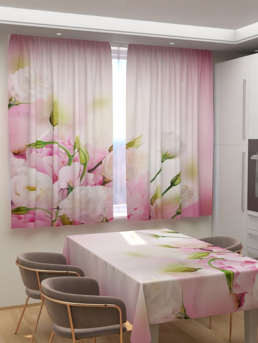 Фотошторы для кухни Букет нежных роз Фотошторы ткань Димаут