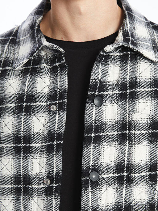 Regular Fit Uzun Kollu Ekose Erkek G?mlek Ceket