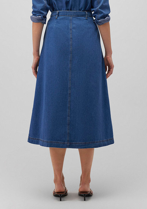 Dugme Detayl? Indigo Etek - Mavi фото 4