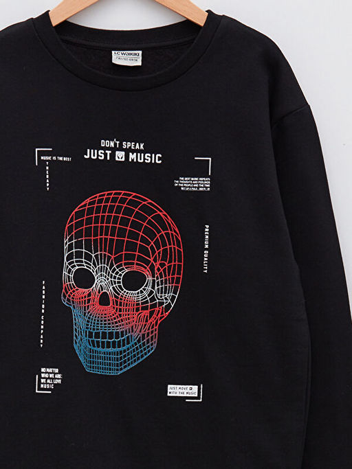 Bisiklet Yaka Bask?l? Uzun Kollu Erkek ?ocuk Sweatshirt - Waikiki фото 3