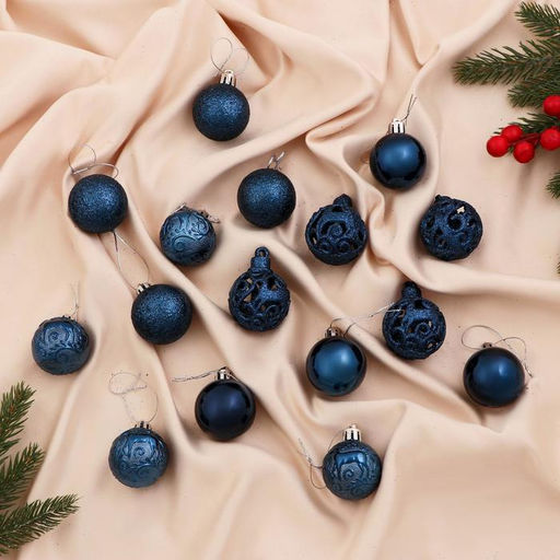 Ёлочные игрушки Торжество, шары новогодние, d=4 см, набор 16 шт., синий