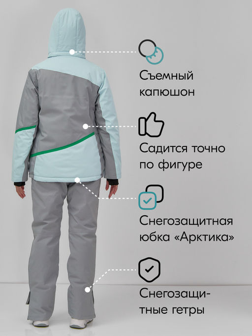 Горнолыжный костюм женский зимний голубого цвета 0709_1Gl - Chunmai фото 3