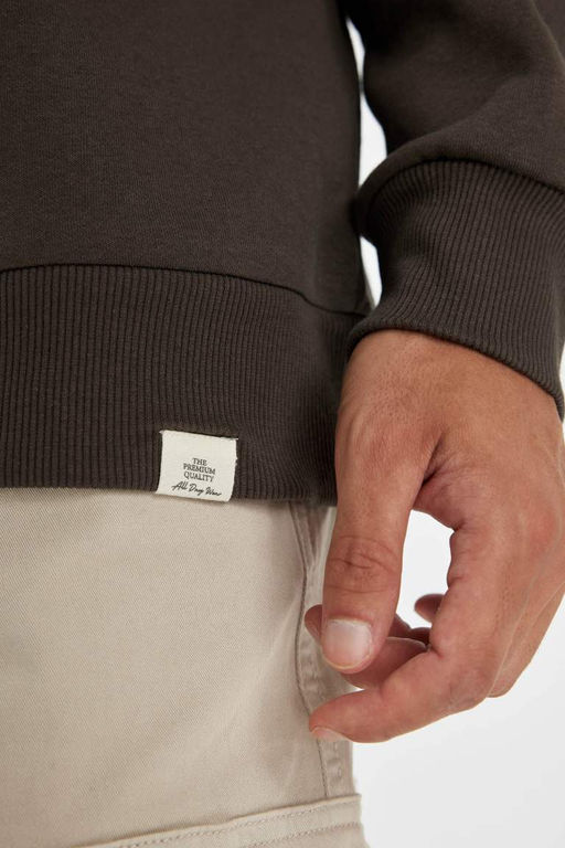 Толстый базовый свитшот оверсайз с круглым вырезом - Defacto фото 5