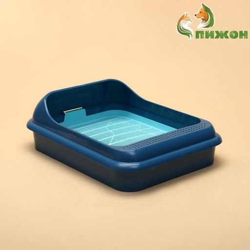 Туалет «Верный Друг» для кошек, с решёткой, 45×36×15 см, синий