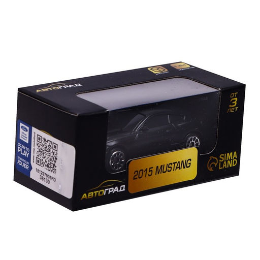 Машина металлическая FORD MUSTANG, 1:64, цвет чёрный матовый - Автоград фото 4