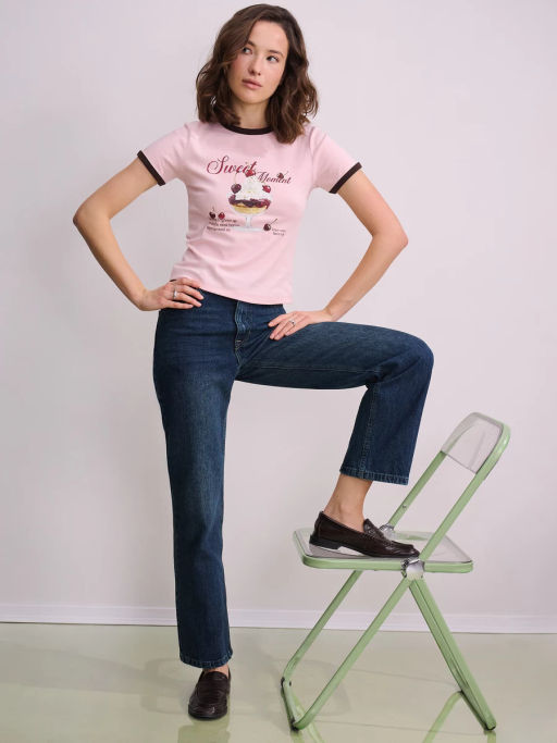 Джинсы straight с высокой посадкой регулярной длины / Zarina  фото 2