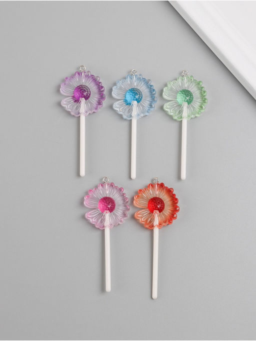 Цена за 5 шт. Подвеска для творчества акрил «Ромашка на палочке», 6×2.8×1 см, МИКС