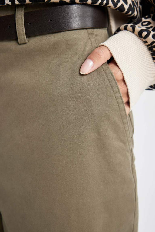 Габардиновые брюки с высокой талией и карманами-морковками - Defacto фото 5