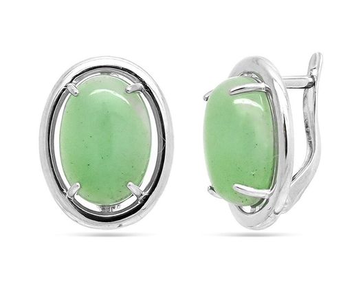 Серьги из серебра нефрит, СПН2054