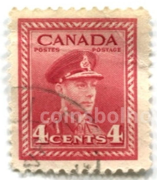 Марка 4 цента Георг VI Канада