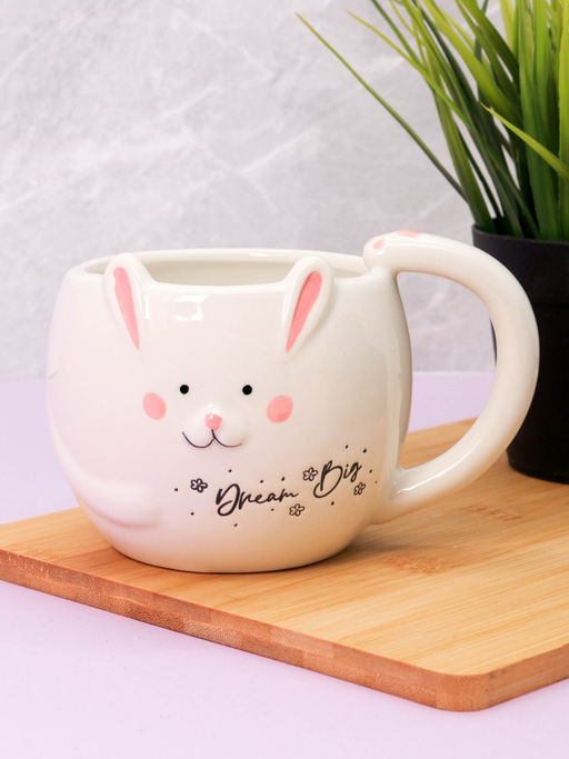 Кружка керамическая Rabbit dream big, white (450 мл)
