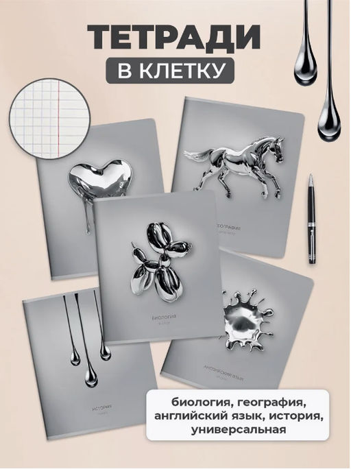 Комплект тетрадей 48 л. А5 кл./лин.ЖИДКИЙ МЕТАЛЛ Schoolformat - Buro фото 2