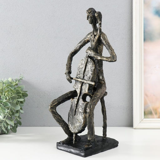 Фигурка полистоун «Виолончелист» под металл, 18.8×14×35.8 см