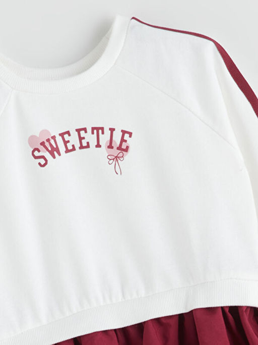 K?z ?ocuk Fiyonklu Sweat Balon Elbise