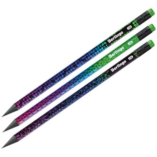 Цена за 2 шт. Карандаш ч/гр. BERLINGO "Skyline" HB, с ластиком (BP01130) черное дерево, заточенный