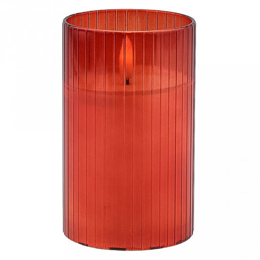 Свеча в цветной колбе, восковая, светодиодная на батарейках д7,5см h12,6см, свет теплый, с мерцанием, колба стекло, цвет терракотовый, питание от 2-х батареек АА (в комплект не входят), в коробке (Китай)