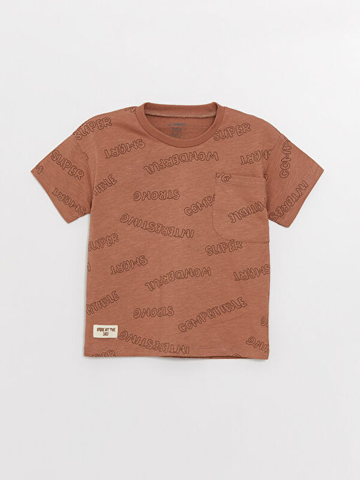 Bisiklet Yaka K?sa Kollu Desenli Erkek Bebek Ti??rt