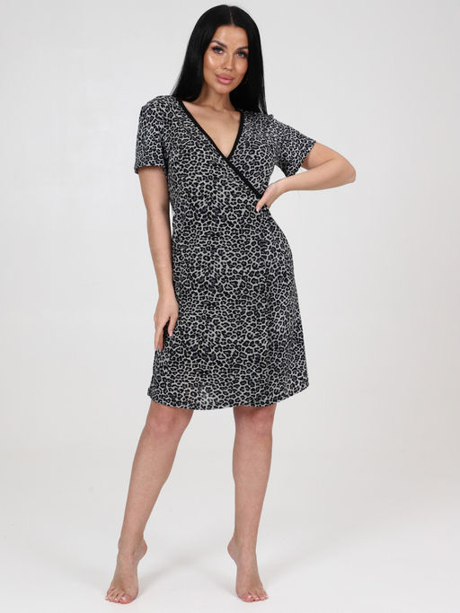 154 ЖЕНСКИЙ ХАЛАТ (Серый леопард) - А-дина фото 3