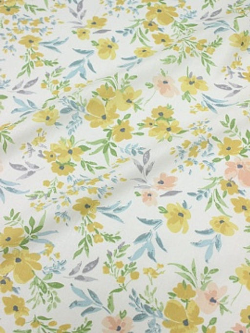 Сатин Лиат - горчичные цветы, (комп), ш.2.35м, хлопок-100%, 110гр/м.кв