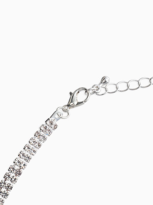 Набор 2 пред-а: серьги, колье со стразами "Лёд" паутина, d=13,5см, цвет белый в серебре