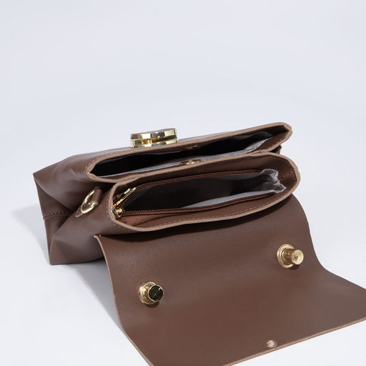 Сумка-мессенджер на клапане, цвет коричневый - Simaland фото 7