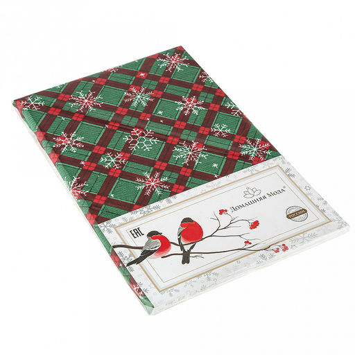 Скатерть 180х145см "Снежинки", длина стола до 140см, на 6 персон, рогожка 171/м2, хлопок 100%, упаковка классическая 28х41см, "Домашняя мода" (Россия)