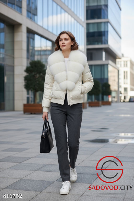 Пуховик женский с мехом песца - Bruno фото 4