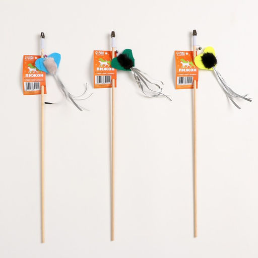 Дразнилка - удочка Сердце с норкой и дождиком на деревянной палочке, микс цветов - Пижон фото 5