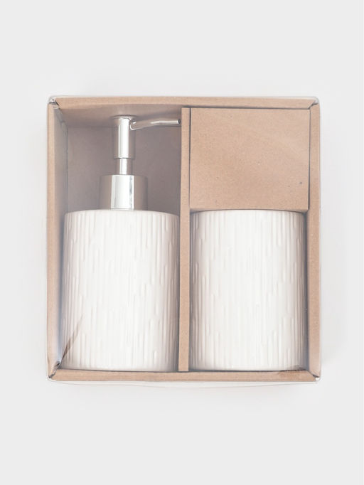 Набор для ванной Rain, 2 предмета, дозатор для мыла, стакан, белый