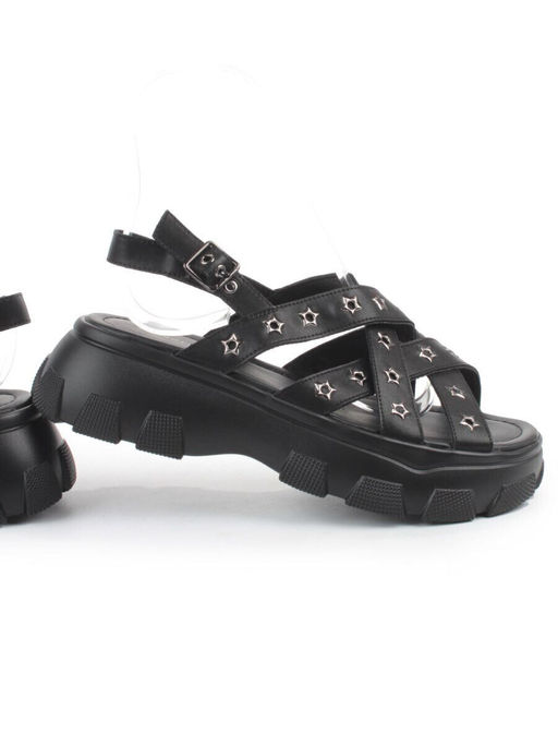 08-PEAG47-2 BLACK Босоножки женские (натуральная кожа)