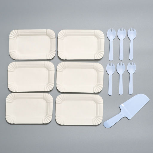 Цена за 4 шт. Набор одноразовой бумажной посуды, 6 персон