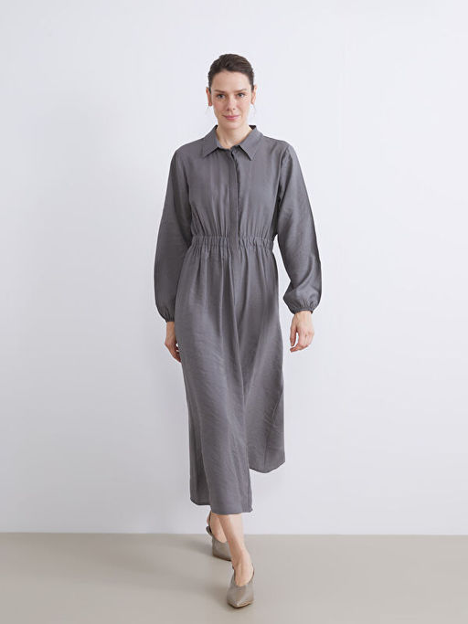 Modal Kar???ml? Belden Oturtmal? G?mlek Elbise