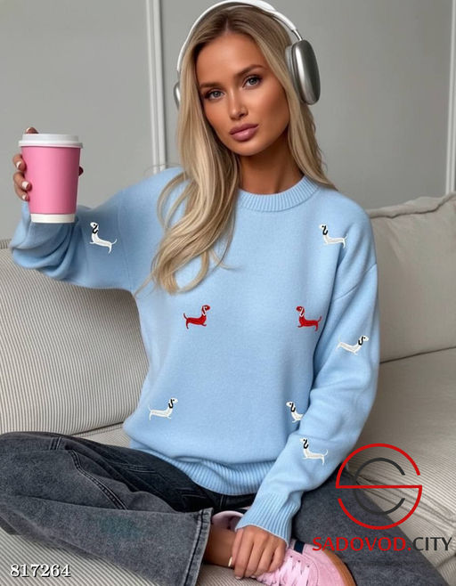 Теплая кофта с таксами - Bruno фото 3