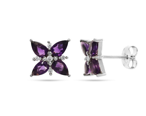 Серьги, аметист, Гербера