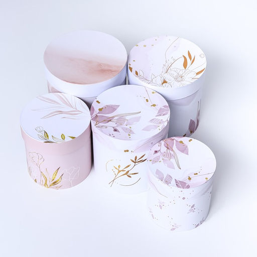 Набор круглых подарочных коробок 5 в 1 Нежный образ, 20?20 -14?14 см