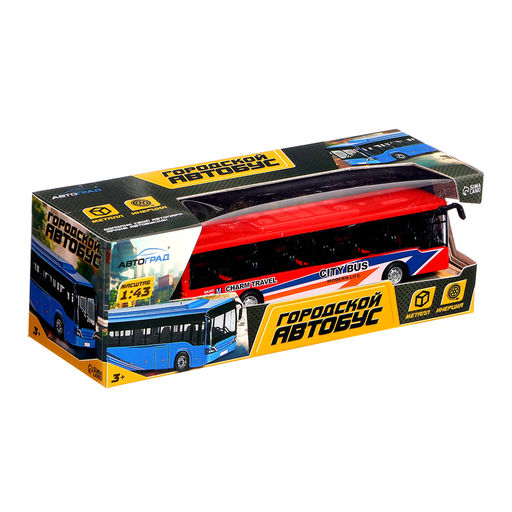 Автобус металлический Междугородний, инерционный, масштаб 1:43, цвет красный - Автоград фото 4