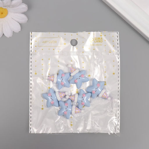 Декор для творчества пластик «Звездочка в колпаке», набор 6 шт., 2.7×2.5×0.8 см