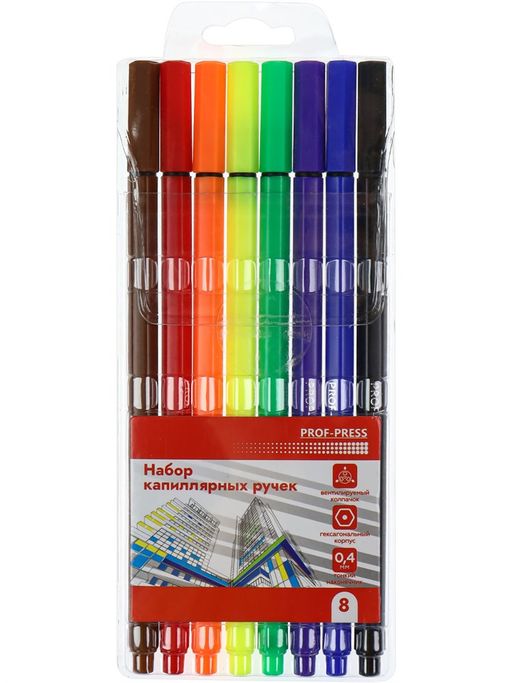Набор ручек капиллярных Prof-Press 8цв. (НР-4742) 0.4мм