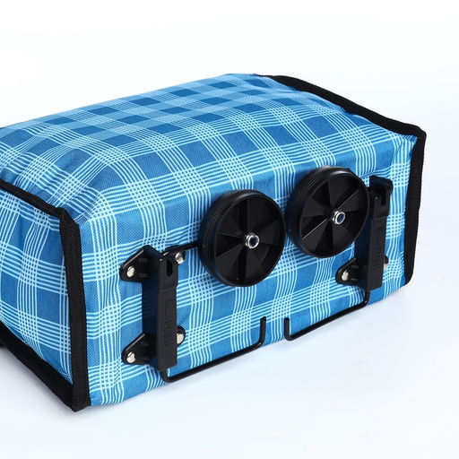 Сумка хозяйственная складная на липучке, 2 колеса, наружный карман, 32×13×52 см, голубая