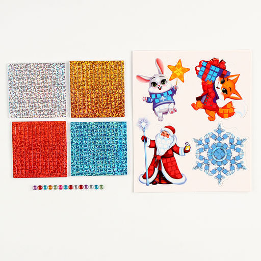 Аппликация стикерами на новый год. Елочные игрушки, набор для творчества - Школа талантов фото 3