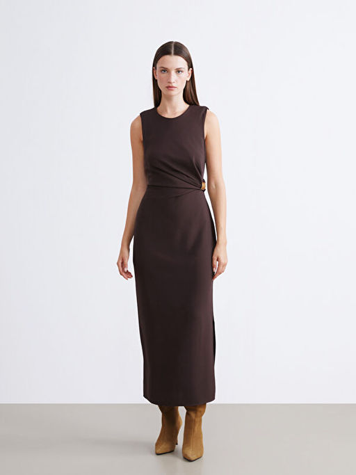 Bisiklet Yaka B?zg?l? Belden Oturtmal? Elbise