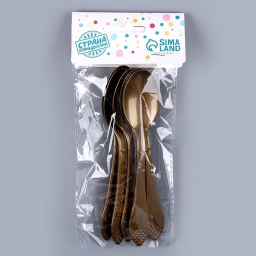 Цена за 4 шт. Ложки пластиковые, в наборе 6 шт., цвет золото