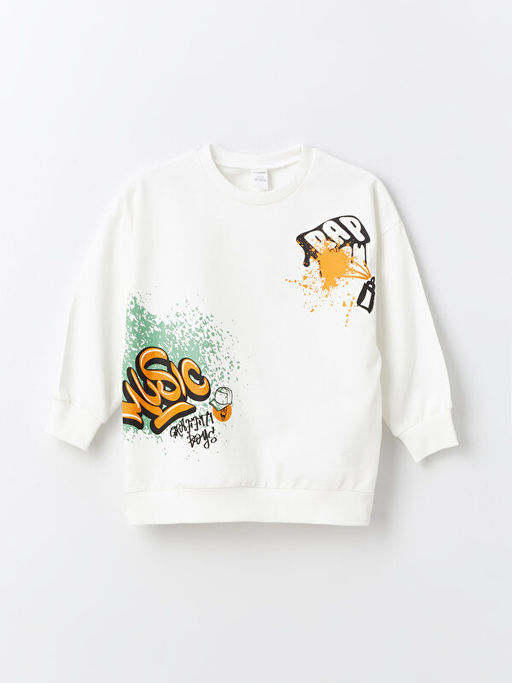 Bisiklet Yaka Uzun Kollu Bask?l? Erkek Bebek Sweatshirt - Waikiki фото 3